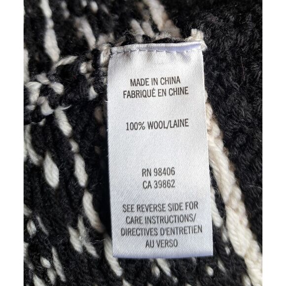 Theory womens medium chunky wool fairisle sweater timeless classic black white - Picture 8 of 10